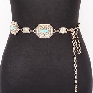 Gold Western Turquoise Chain Belt